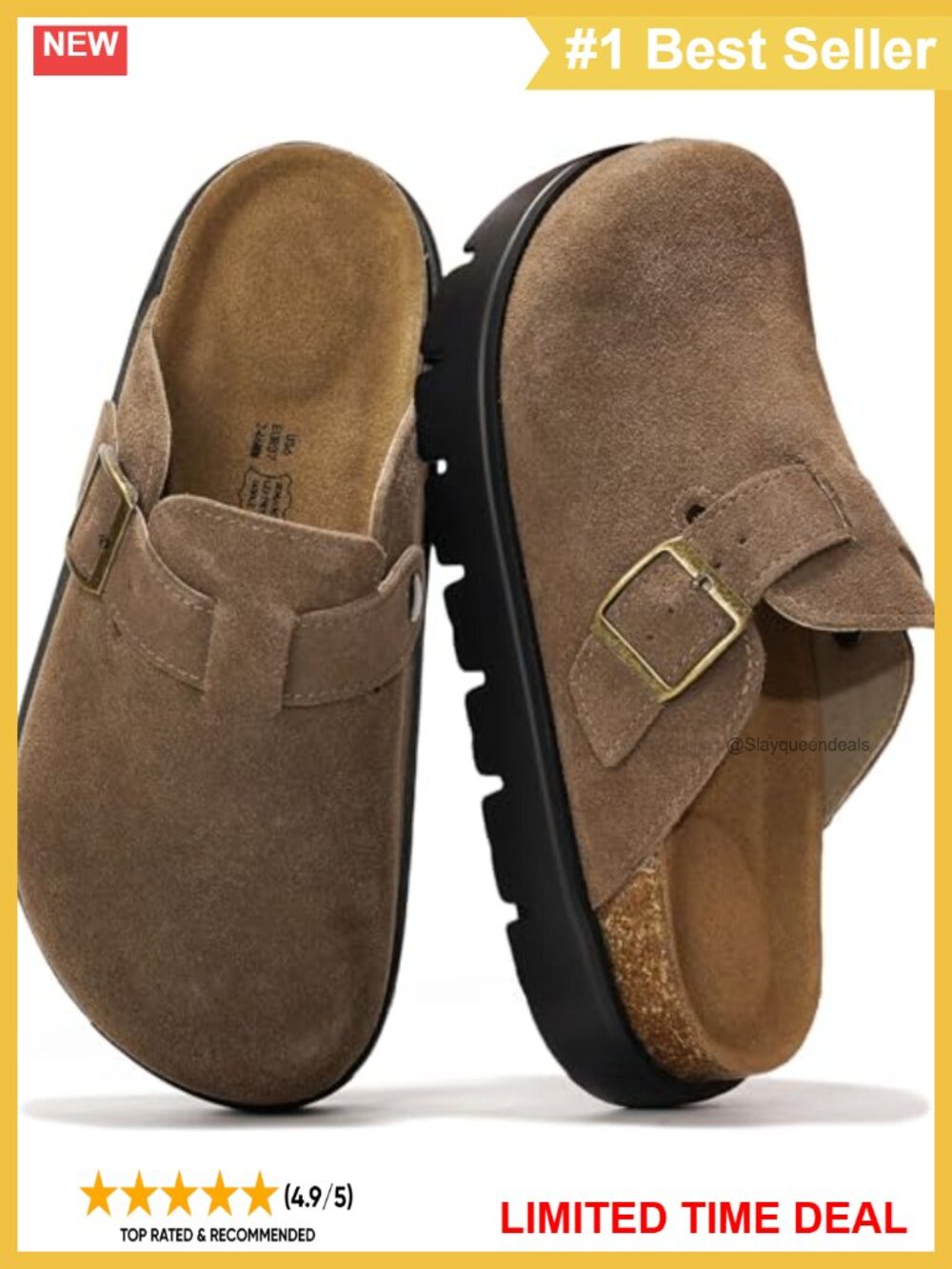 Genuine Leather Platform Clogs Cork Footbed Slip On Casual Shoes